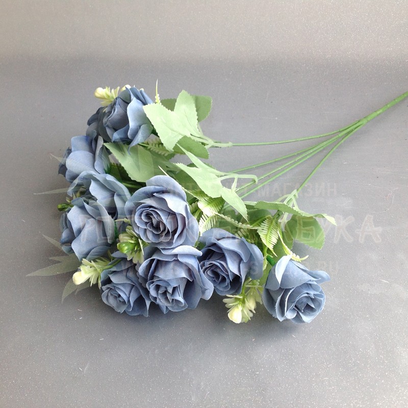 Роза букет 35 см Синий дымчатый №2268.6