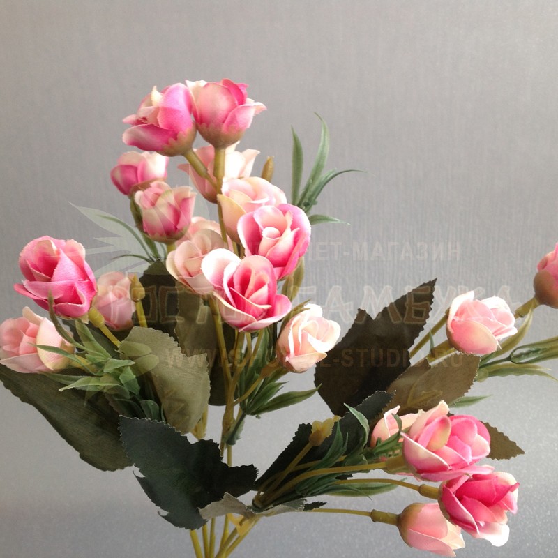 Роза спрей (букет 34 см (5 веток)) Розовый/ярко-розовый №2165.4