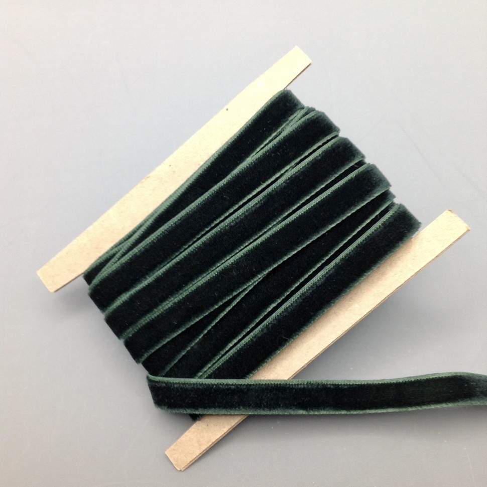 Лента бархатная (лента для рукоделия / тесьма) 10 мм Цвет темно-зеленый №2333.7