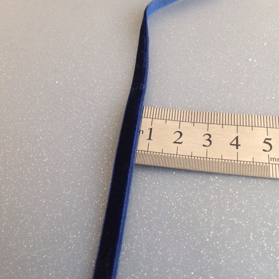 Лента бархатная (лента для рукоделия / тесьма) 7 мм Темно-синий №2347.3