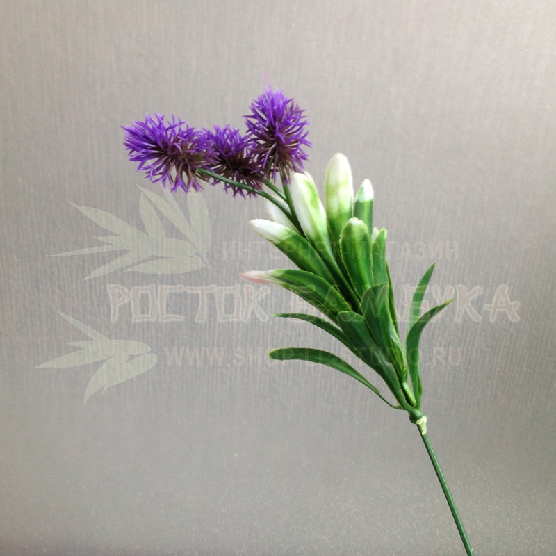 Шишечки на ветке с бело-зелеными листиками 24 см Фиолетовый №2181.3