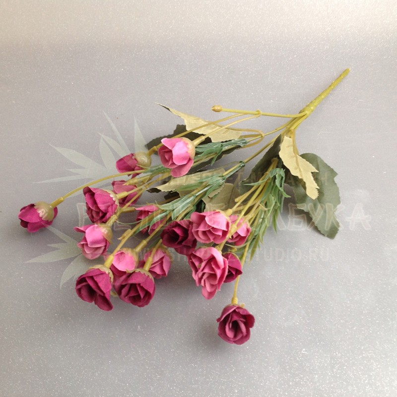 Роза спрей (букет 34 см (5 веток)) Бордовый/розовый антик №2165.6