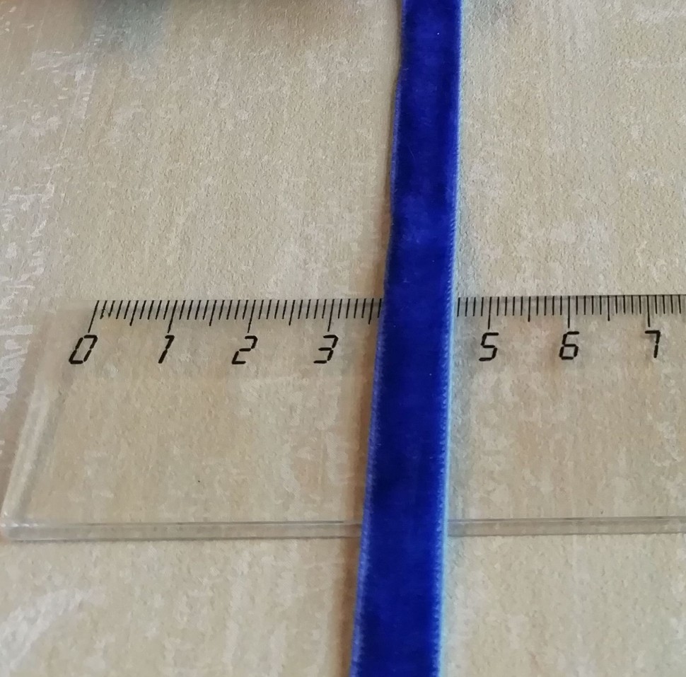 Лента бархатная (лента для рукоделия / тесьма) 10 мм Cиний №2333.6