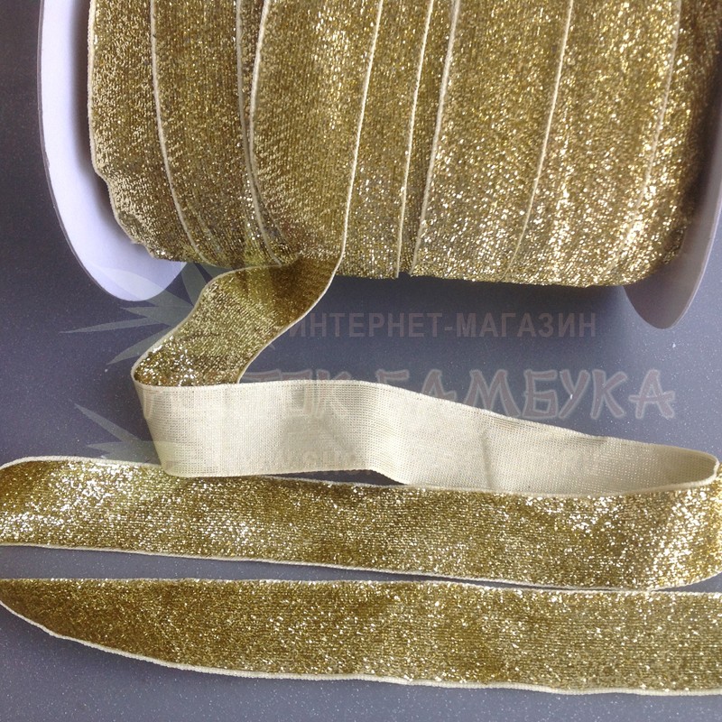 Лента бархатная (лента для рукоделия / тесьма) 25мм Золото №1148.25.1