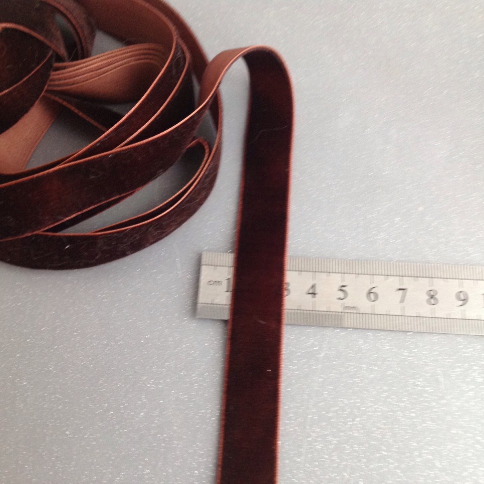 Лента бархатная (лента для рукоделия / тесьма) 20 мм Шоколадный №2348.3