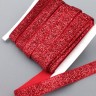 Лента бархатная мерцающая (лента для рукоделия / тесьма) 15 мм Цвет красный с блеском №1171.1