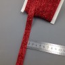 Лента бархатная мерцающая (лента для рукоделия / тесьма) 15 мм Цвет красный с блеском №1171.1