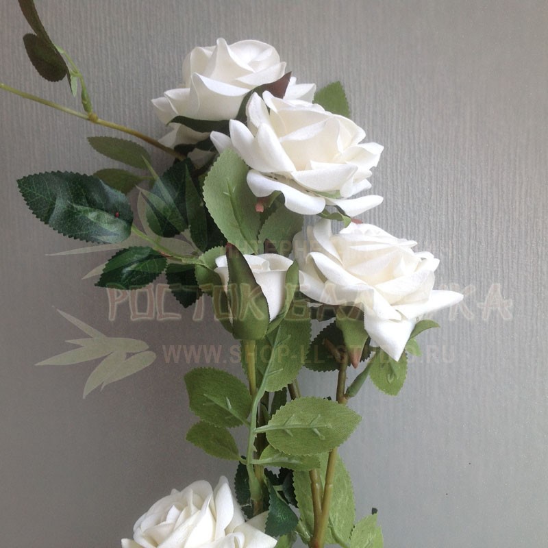 Роза кустовая (ветка 85 см) Белый №6802.2
