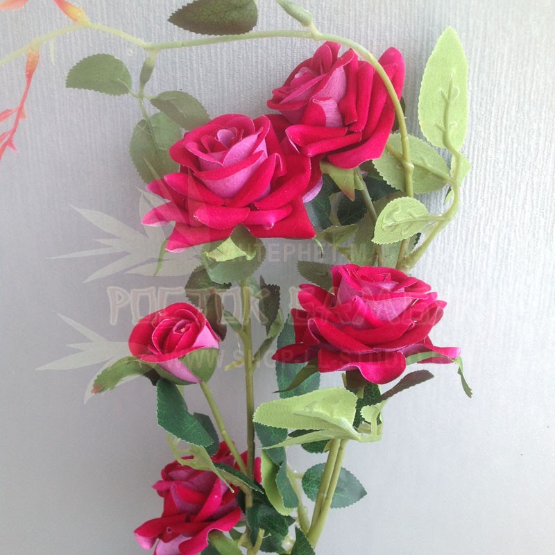 Роза кустовая (ветка 85 см) Малиново-бордовый №6802.3