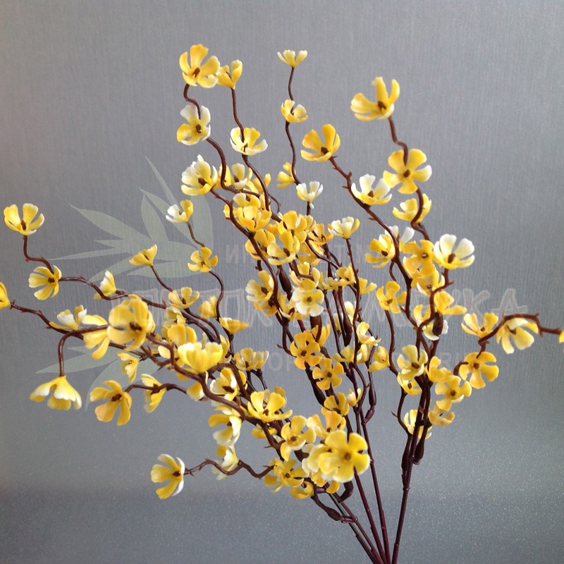 Ветка сакуры с цветами Желтый/коричневый №5736