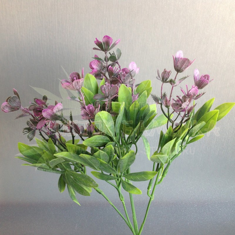 Цветы на ветке с листьями Светло-фиолетовый №2152.5