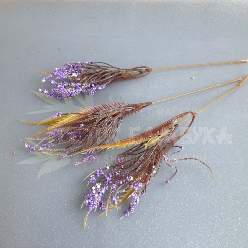 Цветок полевой с травинками 25см Фиолетовый №6779.5