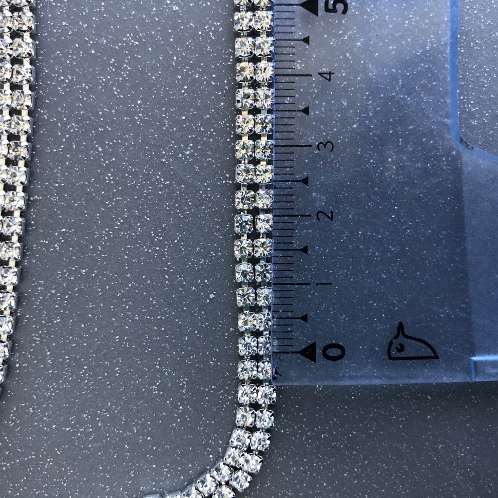 Стразовая цепочка 2 ряда ss12 (2.4 мм) Серебро №2325.2.ss12