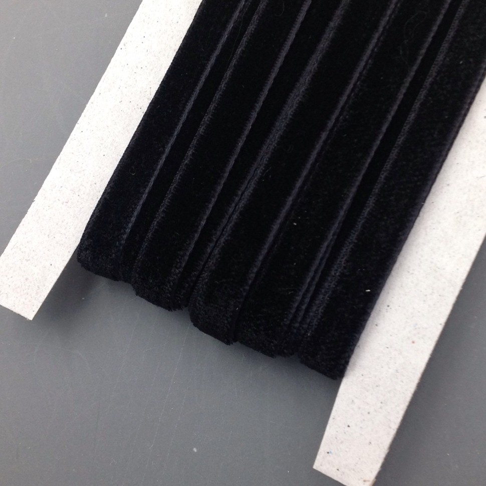 Лента бархатная (лента для рукоделия / тесьма) 7 мм Цвет черный №2347.9