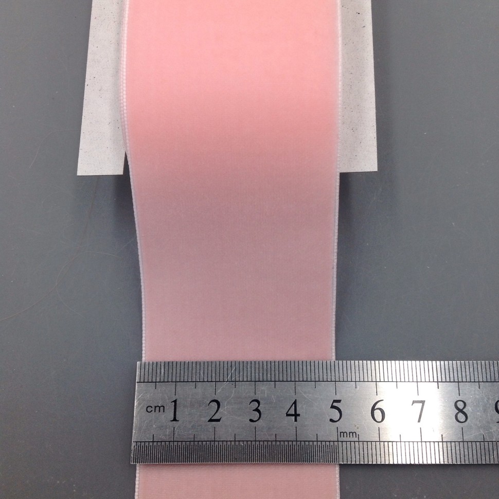 Лента бархатная (лента для рукоделия / тесьма) 50 мм Цвет розовый №1166.4