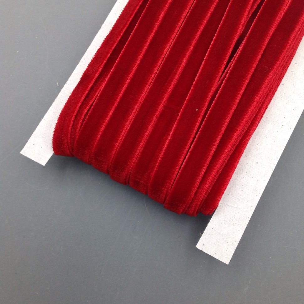 Лента бархатная (лента для рукоделия / тесьма) 7 мм Цвет темно-красный №2347.13